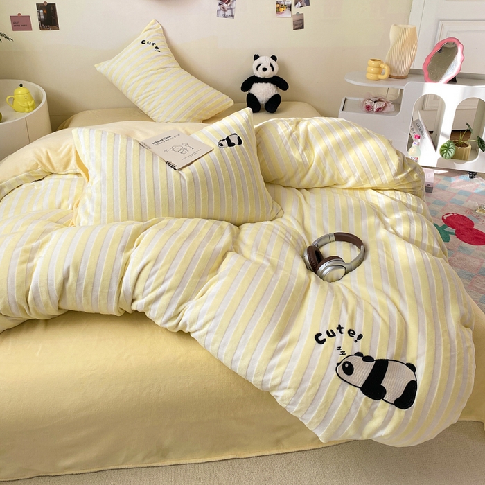 小叮当家纺仓储工厂店 买家秀 爆款花型2025新款小清新绣花四件套系列-永恒韵律 永恒韵律-黄胖胖