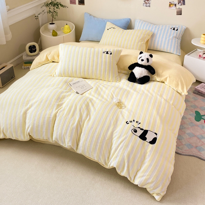 91家纺网 家纺一手货源 找家纺 小叮当家纺仓储工厂店 买家秀 爆款花型2025新款小清新绣花四件套系列-永恒韵律 永恒韵律-黄胖胖