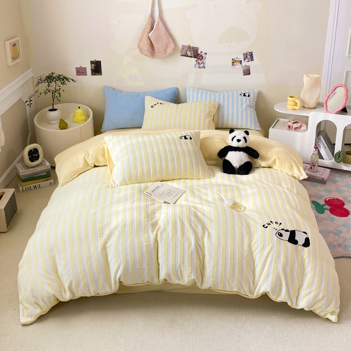 91家纺网 家纺一手货源 找家纺 小叮当家纺仓储工厂店 买家秀 爆款花型2025新款小清新绣花四件套系列-永恒韵律 永恒韵律-黄胖胖