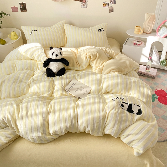 91家纺网 家纺一手货源 找家纺 小叮当家纺仓储工厂店 买家秀 爆款花型2025新款小清新绣花四件套系列-永恒韵律 永恒韵律-黄胖胖