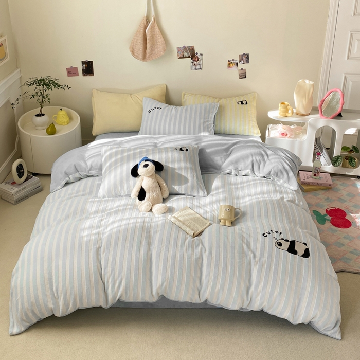 91家纺网 家纺一手货源 找家纺 小叮当家纺仓储工厂店 买家秀 爆款花型2025新款小清新绣花四件套系列-永恒韵律 永恒韵律-灰胖胖