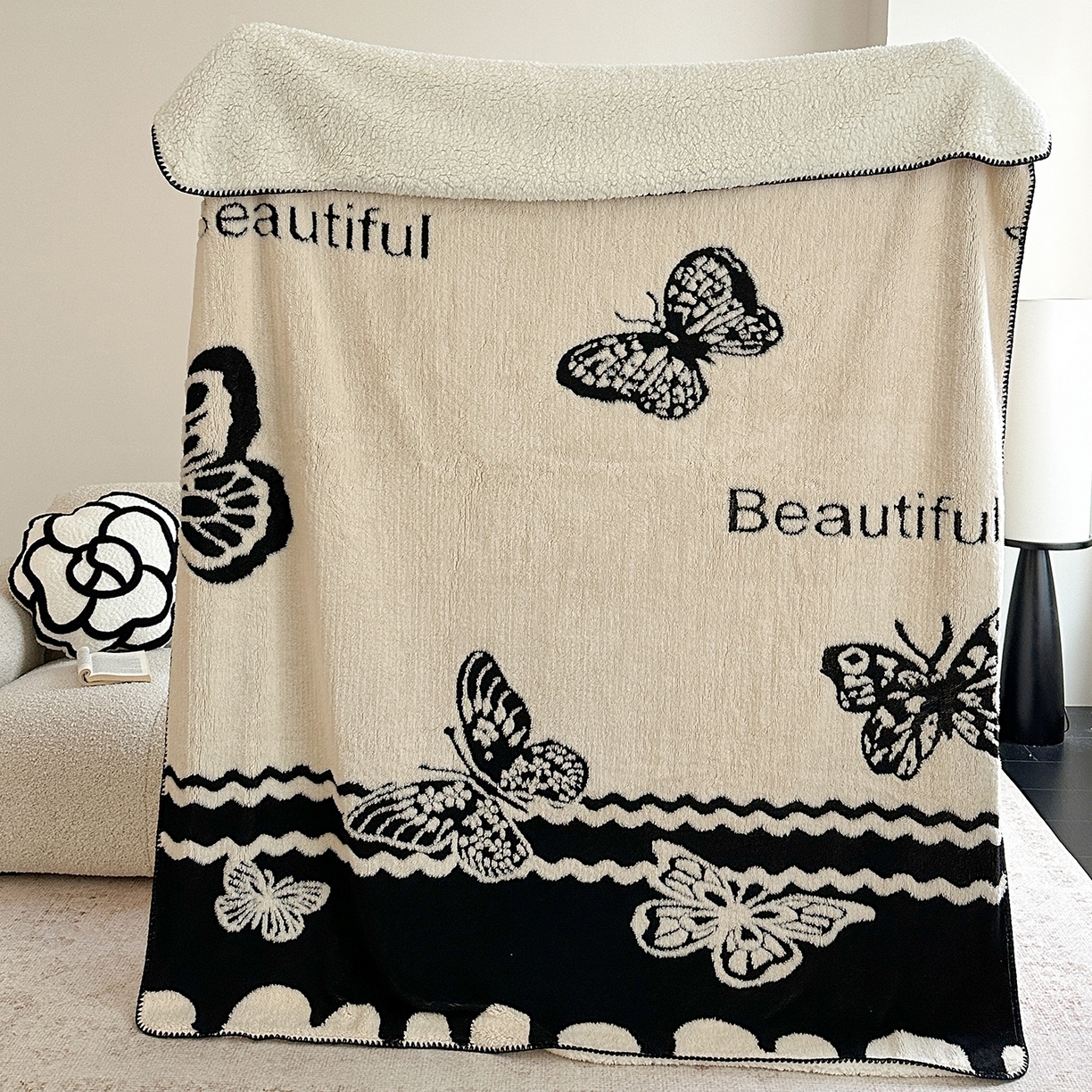 91家纺网 家纺一手货源 找家纺 小叮当家纺仓储工厂店 买家秀 爆款花型2025新款阳离子高克重羊羔绒保暖毯子外贸毯子 蝶影柔梦