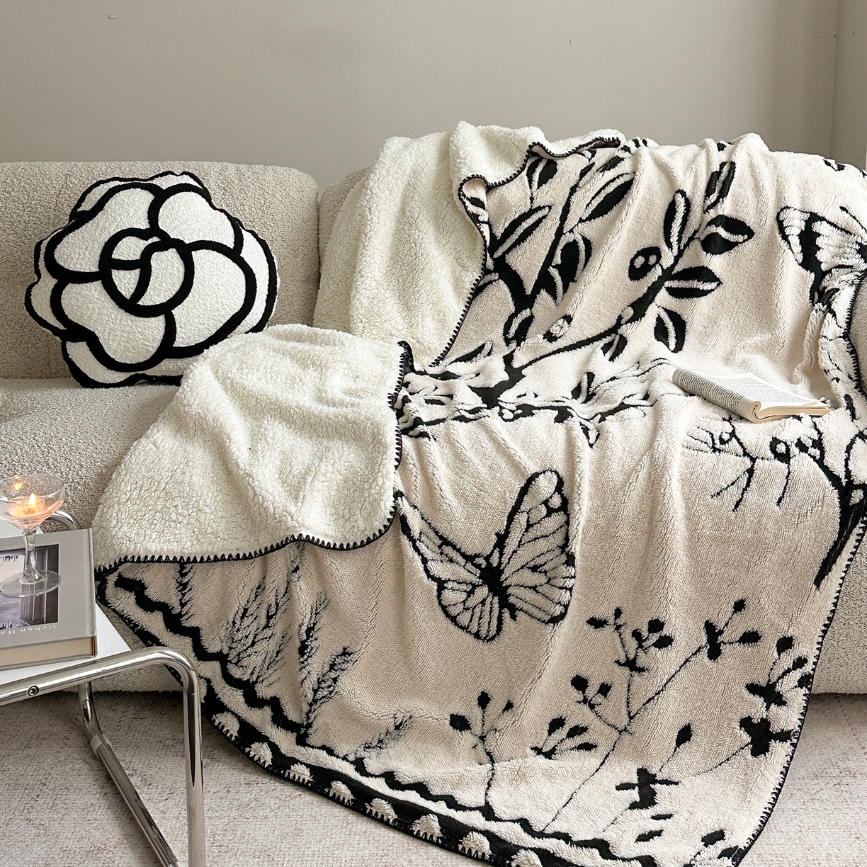 91家纺网 家纺一手货源 找家纺 小叮当家纺仓储工厂店 买家秀 爆款花型2025新款阳离子高克重羊羔绒保暖毯子外贸毯子 幻蝶花韵