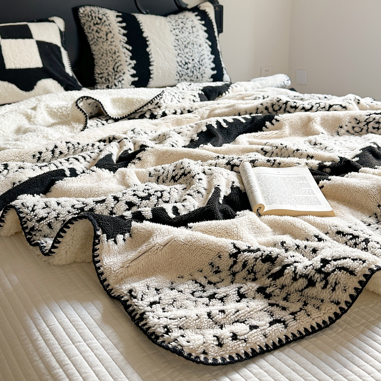 91家纺网 家纺一手货源 找家纺 小叮当家纺仓储工厂店 买家秀 爆款花型2025新款阳离子高克重羊羔绒保暖毯子外贸毯子 墨韵松雪