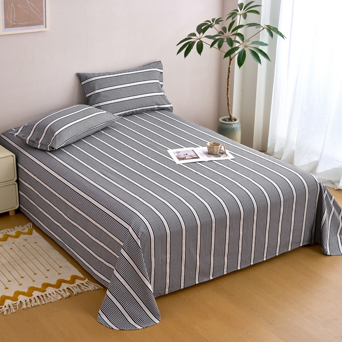 91家纺网 家纺一手货源 找家纺 织雅漫 2025新款非遗加厚全棉色织老粗布床单款-梵高向日葵 梵高双花-黑