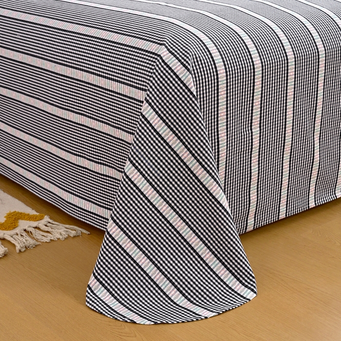 91家纺网 家纺一手货源 找家纺 织雅漫 2025新款非遗加厚全棉色织老粗布床单款-梵高向日葵 梵高双花-黑