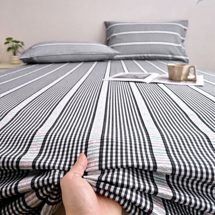 91家纺网 家纺一手货源 找家纺 织雅漫 2025新款非遗加厚全棉色织老粗布床单款-梵高向日葵 梵高双花-黑