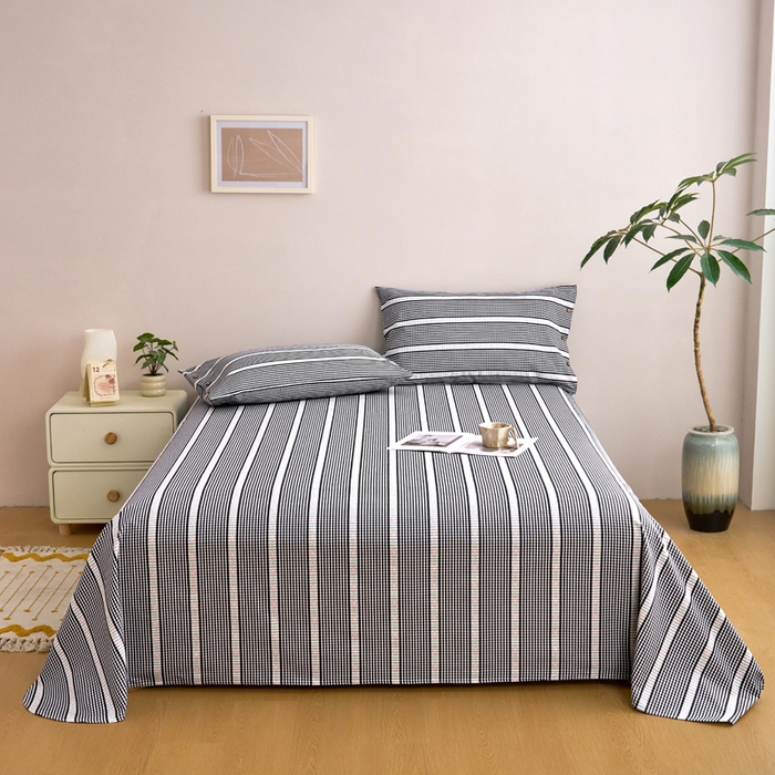 91家纺网 家纺一手货源 找家纺 织雅漫 2025新款非遗加厚全棉色织老粗布床单款-梵高向日葵 梵高双花-黑