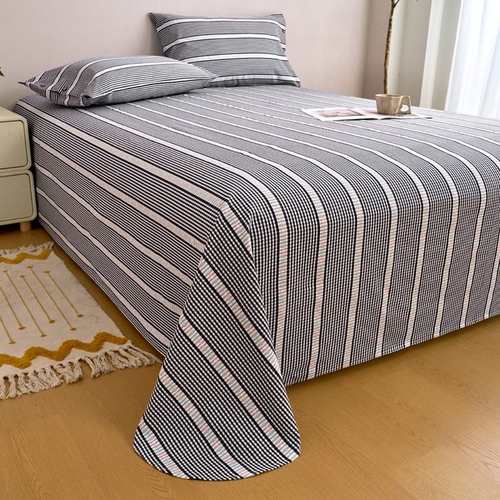 91家纺网 家纺一手货源 找家纺 织雅漫 2025新款非遗加厚全棉色织老粗布床单款-梵高向日葵 梵高双花-黑