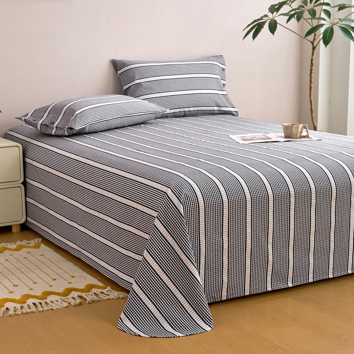 91家纺网 家纺一手货源 找家纺 织雅漫 2025新款非遗加厚全棉色织老粗布床单款-梵高向日葵 梵高双花-黑