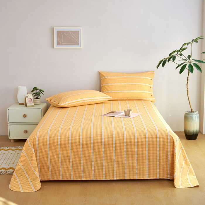 91家纺网 家纺一手货源 找家纺 织雅漫 2025新款非遗加厚全棉色织老粗布床单款-梵高向日葵 梵高双花-黄