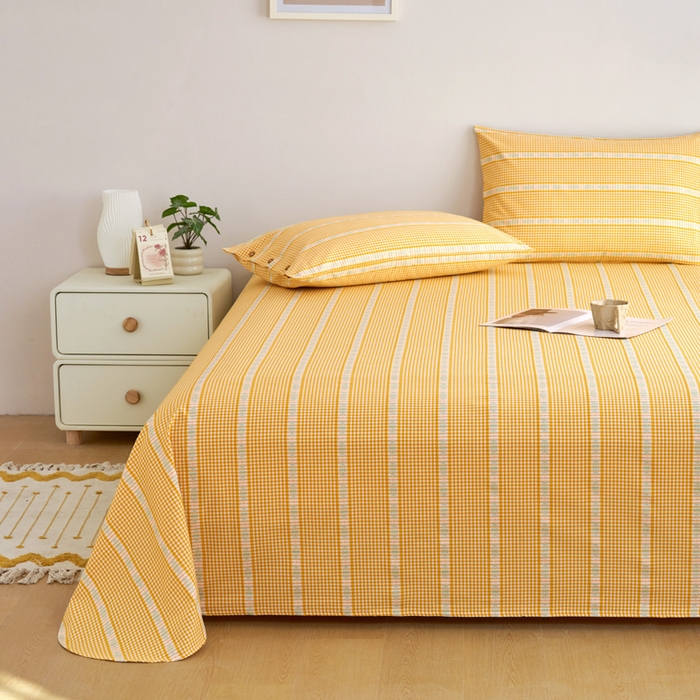 91家纺网 家纺一手货源 找家纺 织雅漫 2025新款非遗加厚全棉色织老粗布床单款-梵高向日葵 梵高双花-黄