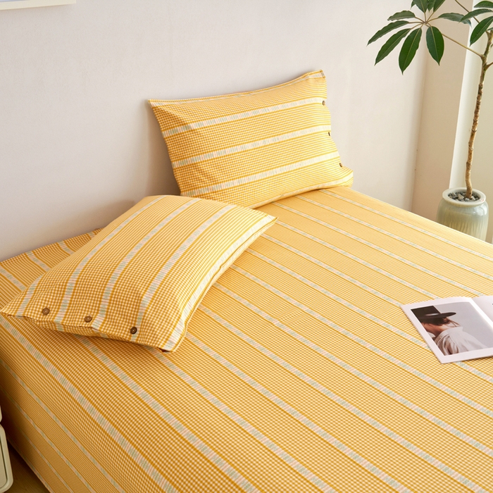 91家纺网 家纺一手货源 找家纺 织雅漫 2025新款非遗加厚全棉色织老粗布床单款-梵高向日葵 梵高双花-黄