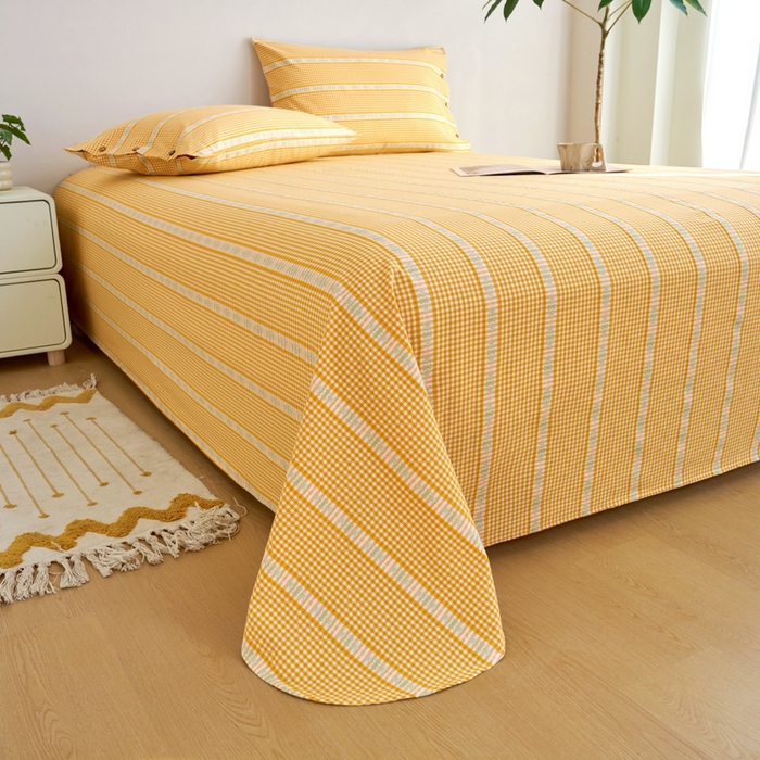 91家纺网 家纺一手货源 找家纺 织雅漫 2025新款非遗加厚全棉色织老粗布床单款-梵高向日葵 梵高双花-黄