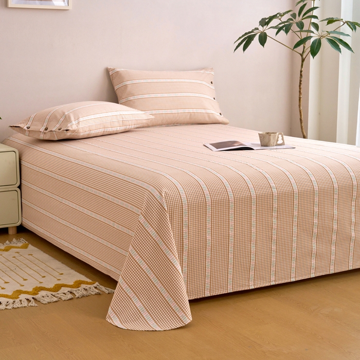 91家纺网 家纺一手货源 找家纺 织雅漫 2025新款非遗加厚全棉色织老粗布床单款-梵高向日葵 梵高双花-咖