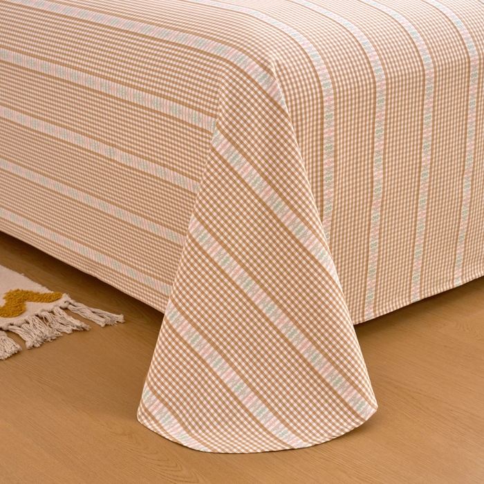 91家纺网 家纺一手货源 找家纺 织雅漫 2025新款非遗加厚全棉色织老粗布床单款-梵高向日葵 梵高双花-咖