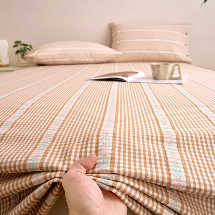 91家纺网 家纺一手货源 找家纺 织雅漫 2025新款非遗加厚全棉色织老粗布床单款-梵高向日葵 梵高双花-咖