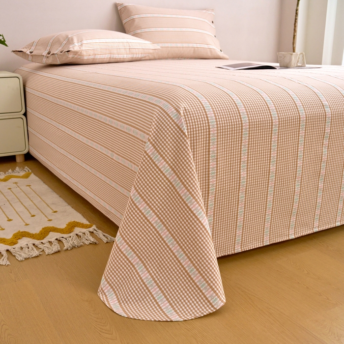 91家纺网 家纺一手货源 找家纺 织雅漫 2025新款非遗加厚全棉色织老粗布床单款-梵高向日葵 梵高双花-咖