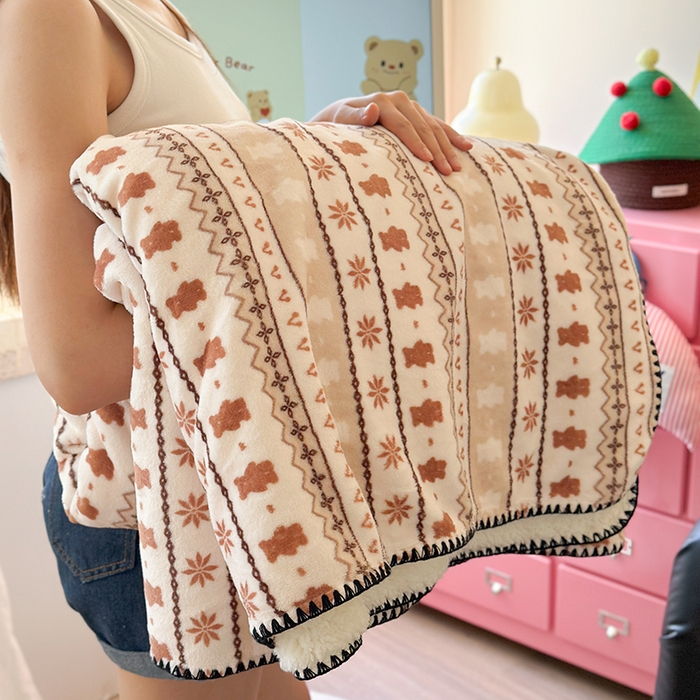 91家纺网 家纺一手货源 找家纺 （总）小叮当家纺仓储工厂店 买家秀 爆款花型2025新款英伦风高克重羊羔绒牛奶绒贝壳边毯子外贸毯子