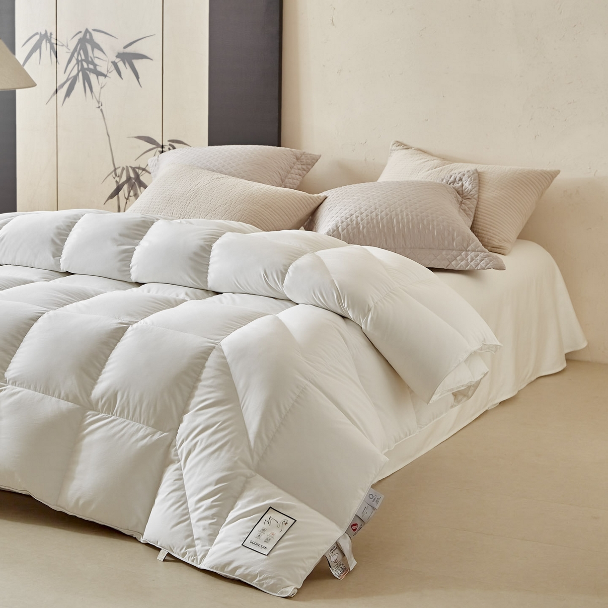 91家纺网 家纺一手货源 找家纺 （总）暖羽屋羽绒馆 2025新款纯色95白鹅绒芯 人体工学鹅绒被子双人加厚2米冬被 春秋被被子被芯