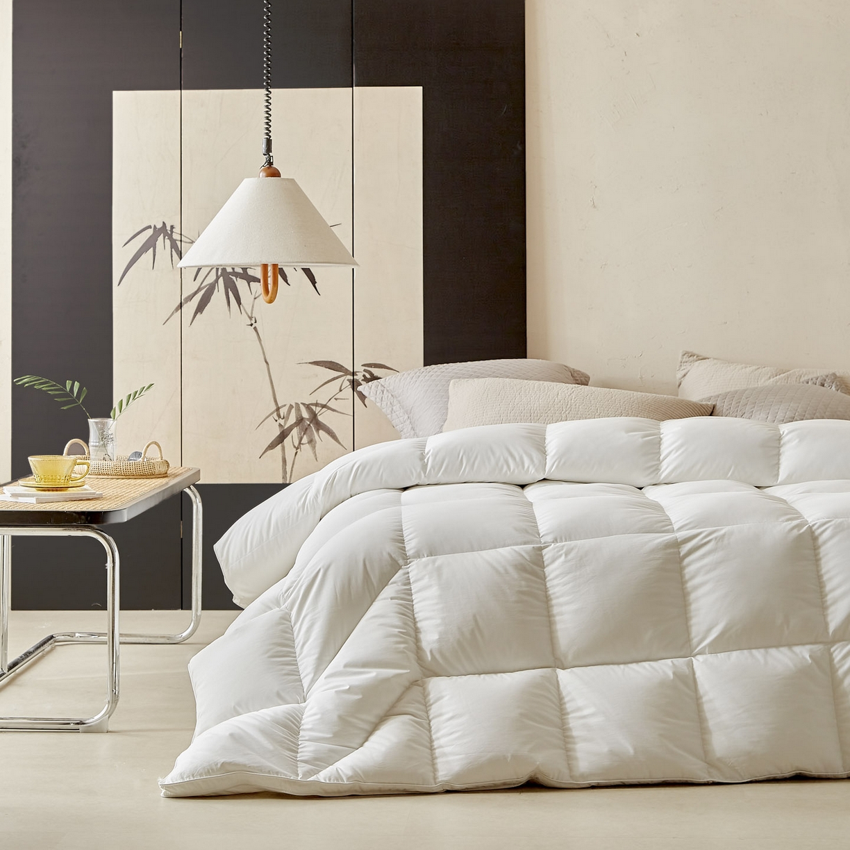 91家纺网 家纺一手货源 找家纺 （总）暖羽屋羽绒馆 2025新款纯色95白鹅绒芯 人体工学鹅绒被子双人加厚2米冬被 春秋被被子被芯