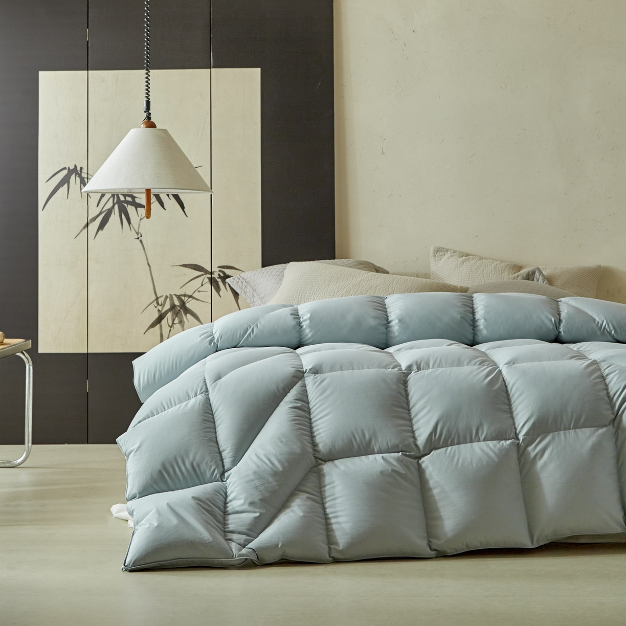 91家纺网 家纺一手货源 找家纺 （总）暖羽屋羽绒馆 2025新款纯色95白鹅绒芯 人体工学鹅绒被子双人加厚2米冬被 春秋被被子被芯