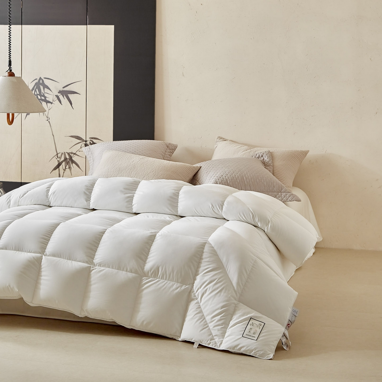 91家纺网 家纺一手货源 找家纺 暖羽屋羽绒馆 2025新款纯色95白鹅绒芯 人体工学鹅绒被子双人加厚2米冬被 春秋被被子被芯 人体工程学被-白