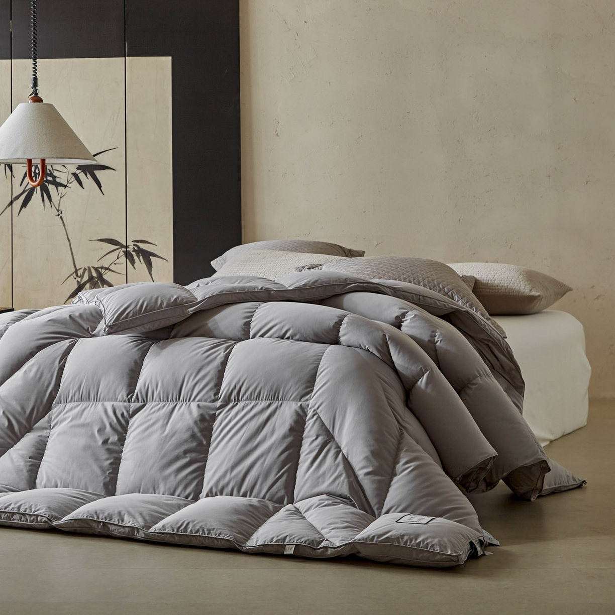 91家纺网 家纺一手货源 找家纺 暖羽屋羽绒馆 2025新款纯色95白鹅绒芯 人体工学鹅绒被子双人加厚2米冬被 春秋被被子被芯 人体工程学被-灰