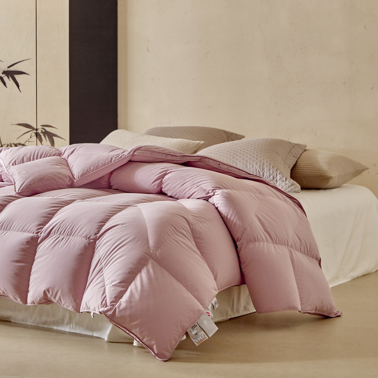 91家纺网 家纺一手货源 找家纺 暖羽屋羽绒馆 2025新款纯色95白鹅绒芯 人体工学鹅绒被子双人加厚2米冬被 春秋被被子被芯 人体工程学被-粉