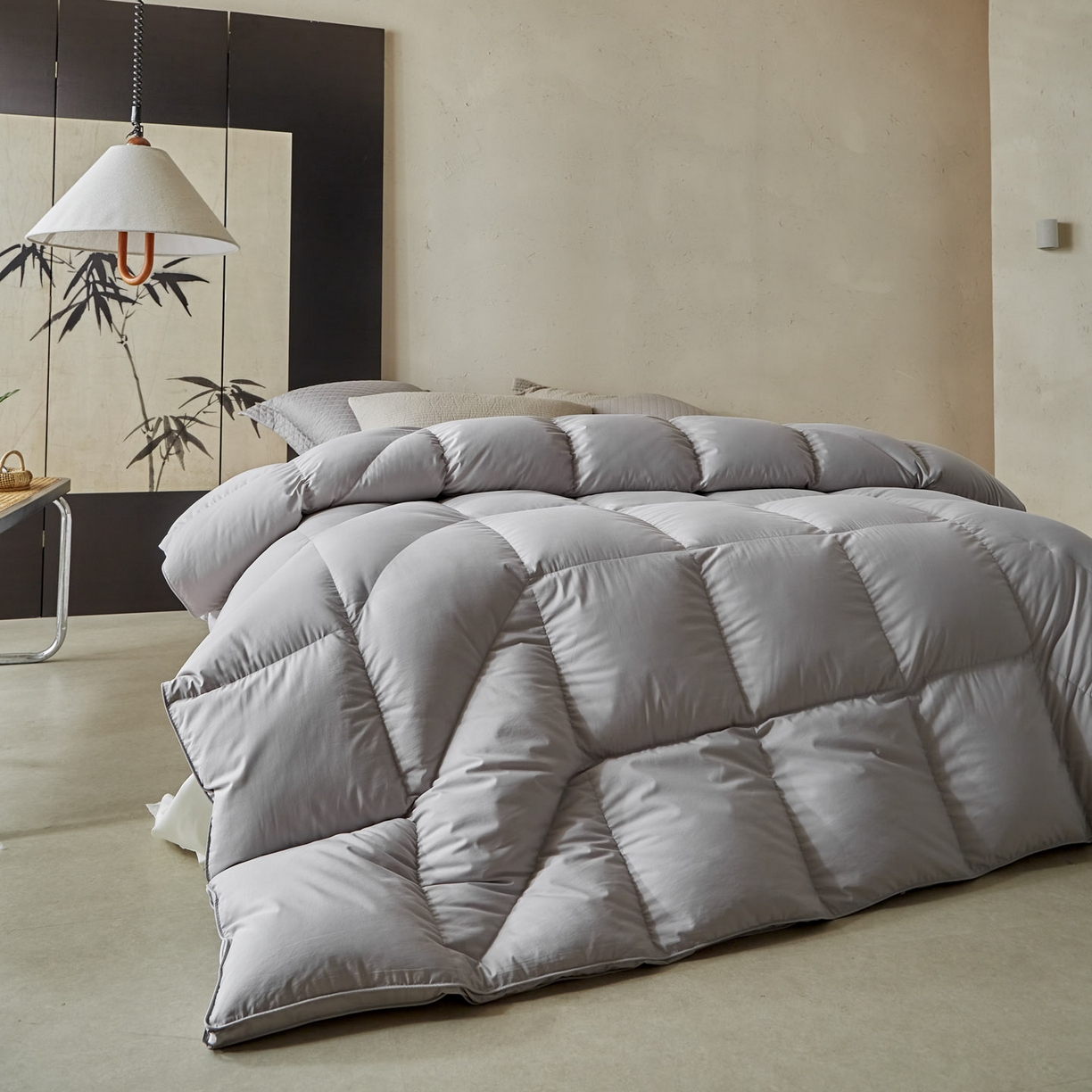 91家纺网 家纺一手货源 找家纺 暖羽屋羽绒馆 2025新款纯色95白鹅绒芯 人体工学鹅绒被子双人加厚2米冬被 春秋被被子被芯 人体工程学被-灰