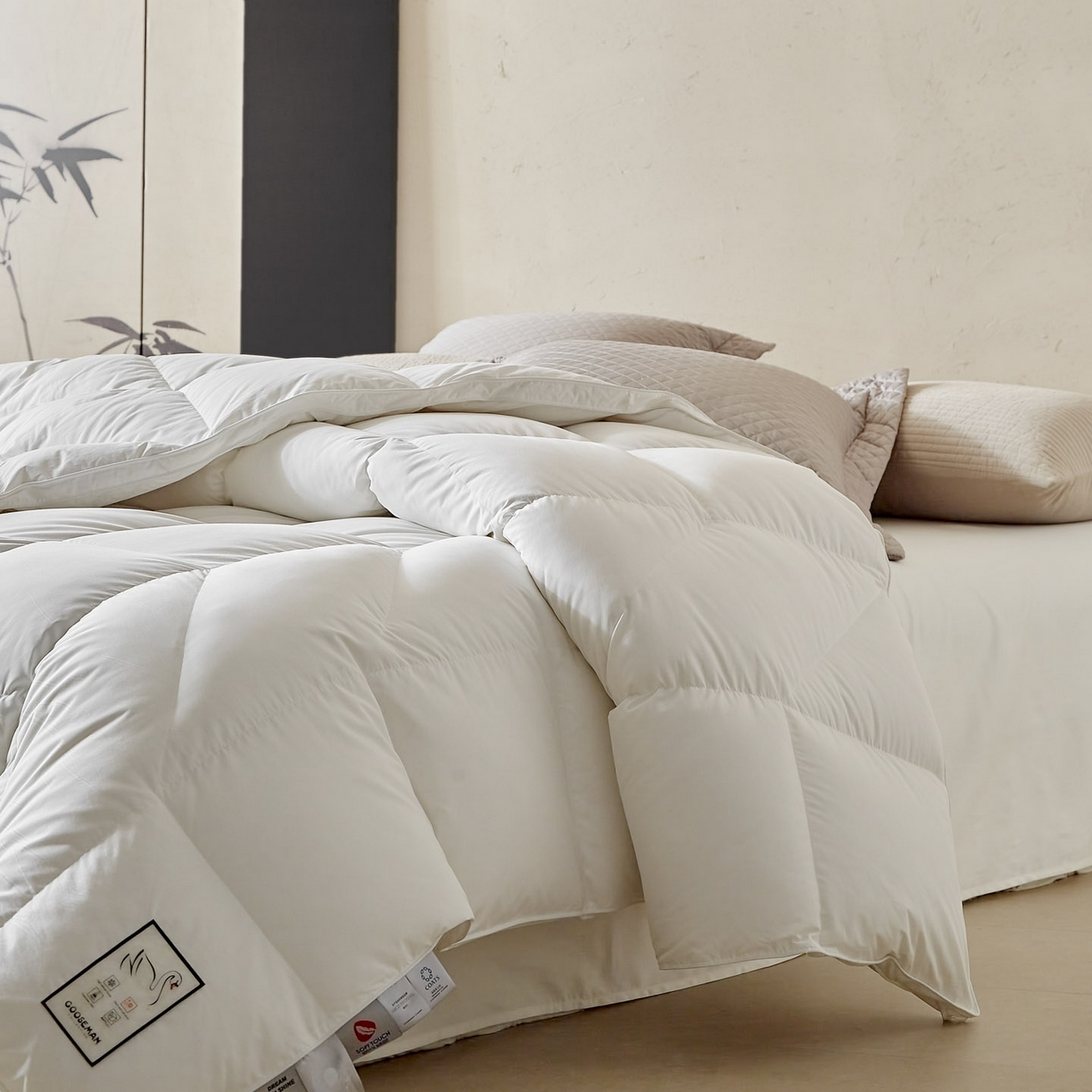 91家纺网 家纺一手货源 找家纺 暖羽屋羽绒馆 2025新款纯色95白鹅绒芯 人体工学鹅绒被子双人加厚2米冬被 春秋被被子被芯 人体工程学被-白