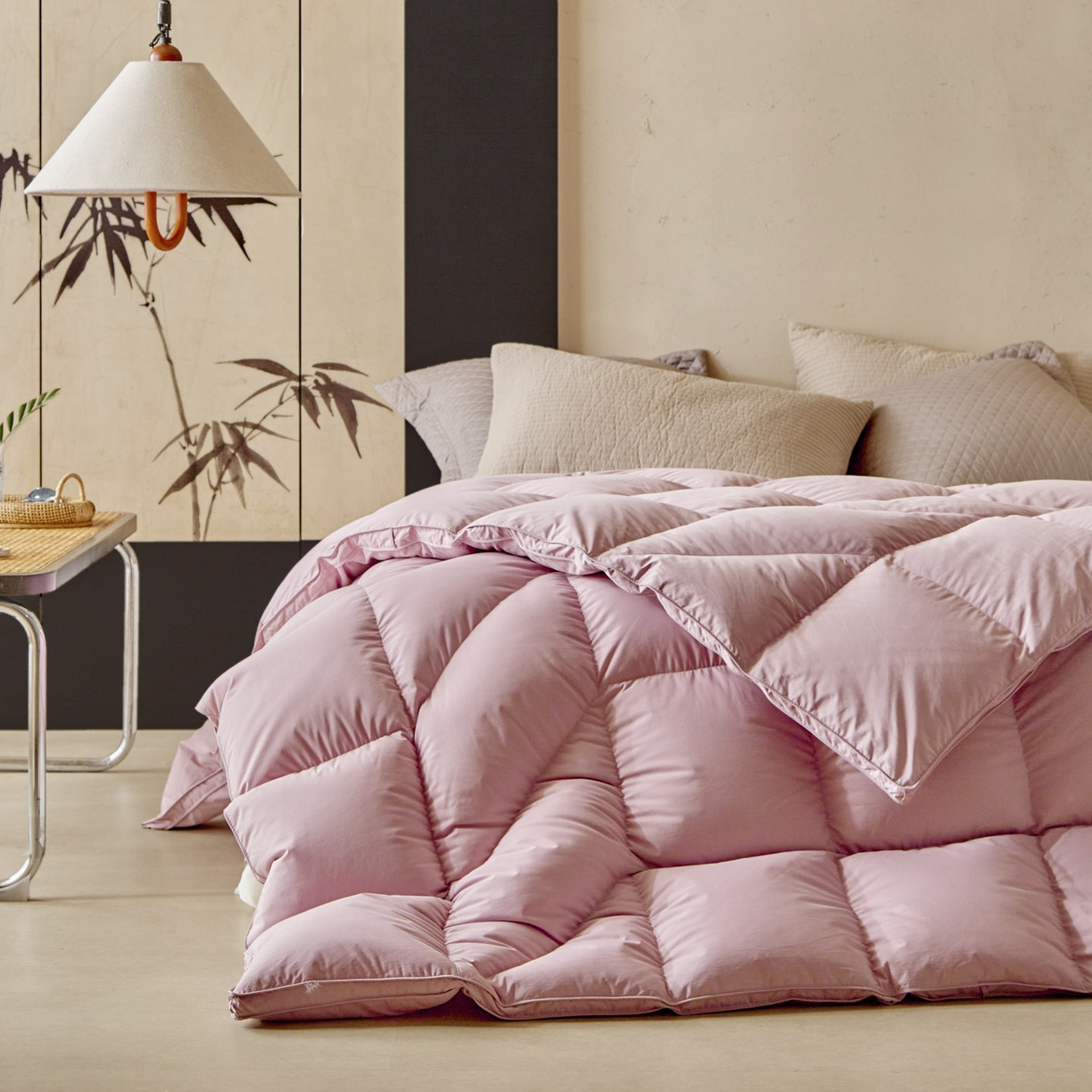 91家纺网 家纺一手货源 找家纺 暖羽屋羽绒馆 2025新款纯色95白鹅绒芯 人体工学鹅绒被子双人加厚2米冬被 春秋被被子被芯 人体工程学被-粉