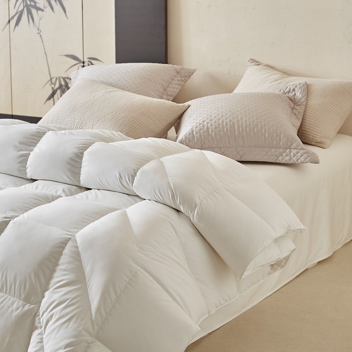 91家纺网 家纺一手货源 找家纺 暖羽屋羽绒馆 2025新款纯色95白鹅绒芯 人体工学鹅绒被子双人加厚2米冬被 春秋被被子被芯 人体工程学被-白