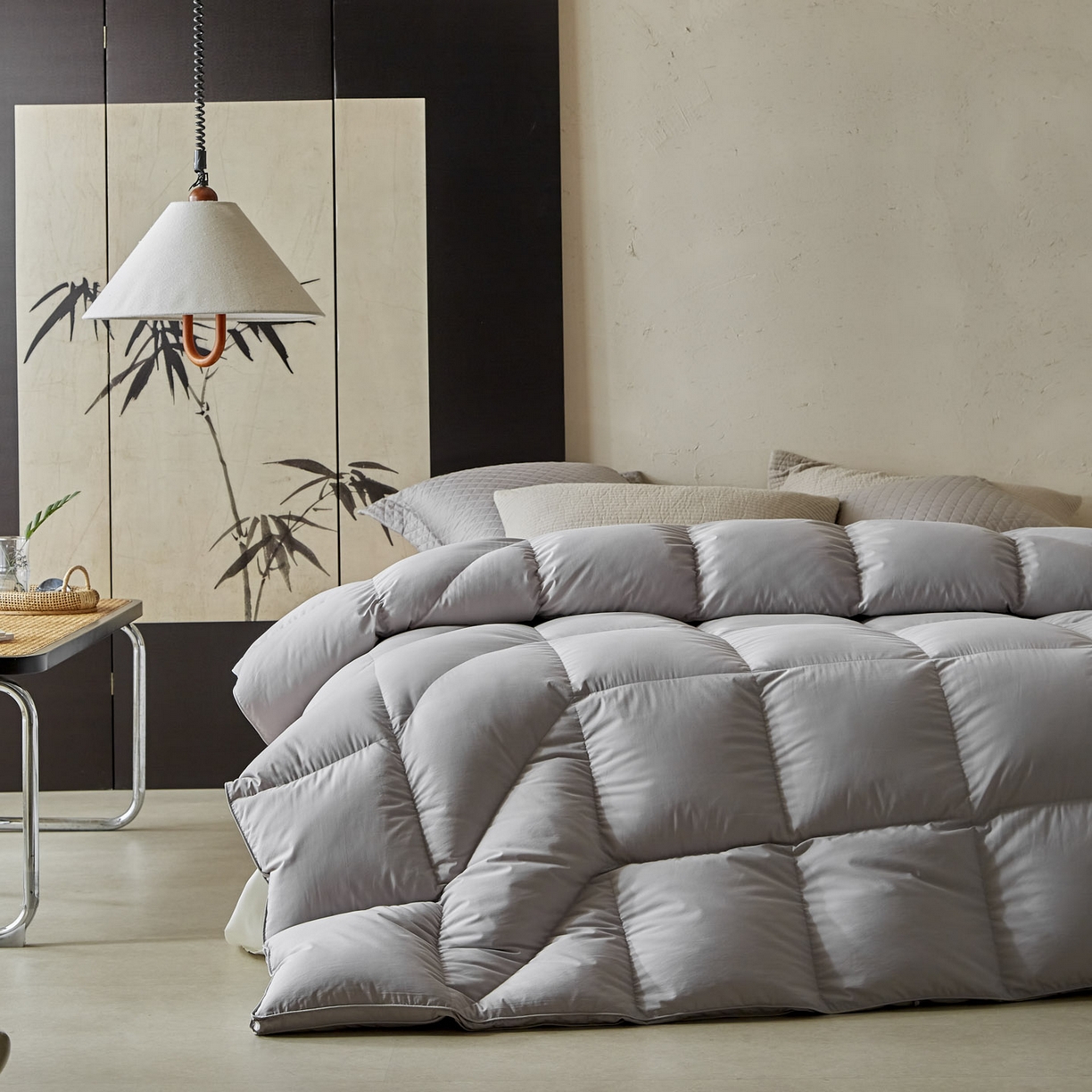 暖羽屋羽绒馆 2025新款纯色95白鹅绒芯 人体工学鹅绒被子双人加厚2米冬被 春秋被被子被芯 人体工程学被-灰