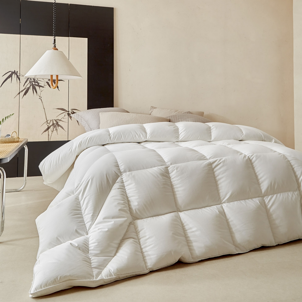 91家纺网 家纺一手货源 找家纺 暖羽屋羽绒馆 2025新款纯色95白鹅绒芯 人体工学鹅绒被子双人加厚2米冬被 春秋被被子被芯 人体工程学被-白