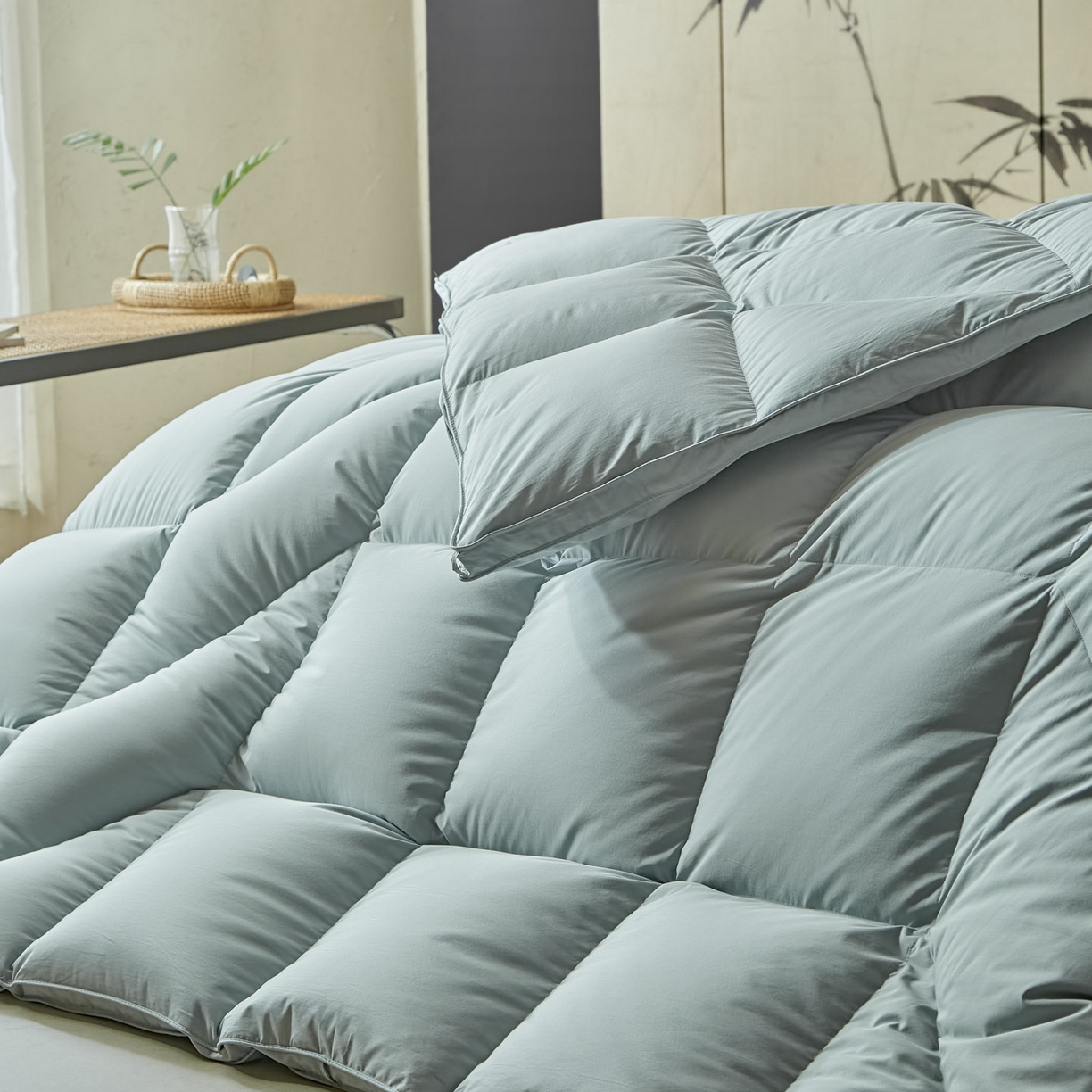 91家纺网 家纺一手货源 找家纺 暖羽屋羽绒馆 2025新款纯色95白鹅绒芯 人体工学鹅绒被子双人加厚2米冬被 春秋被被子被芯 人体工程学被-兰