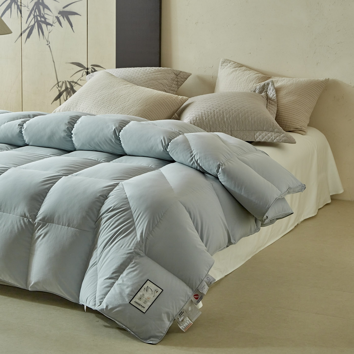 91家纺网 家纺一手货源 找家纺 暖羽屋羽绒馆 2025新款纯色95白鹅绒芯 人体工学鹅绒被子双人加厚2米冬被 春秋被被子被芯 人体工程学被-兰