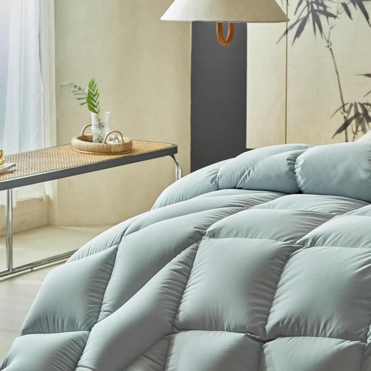 91家纺网 家纺一手货源 找家纺 暖羽屋羽绒馆 2025新款纯色95白鹅绒芯 人体工学鹅绒被子双人加厚2米冬被 春秋被被子被芯 人体工程学被-兰