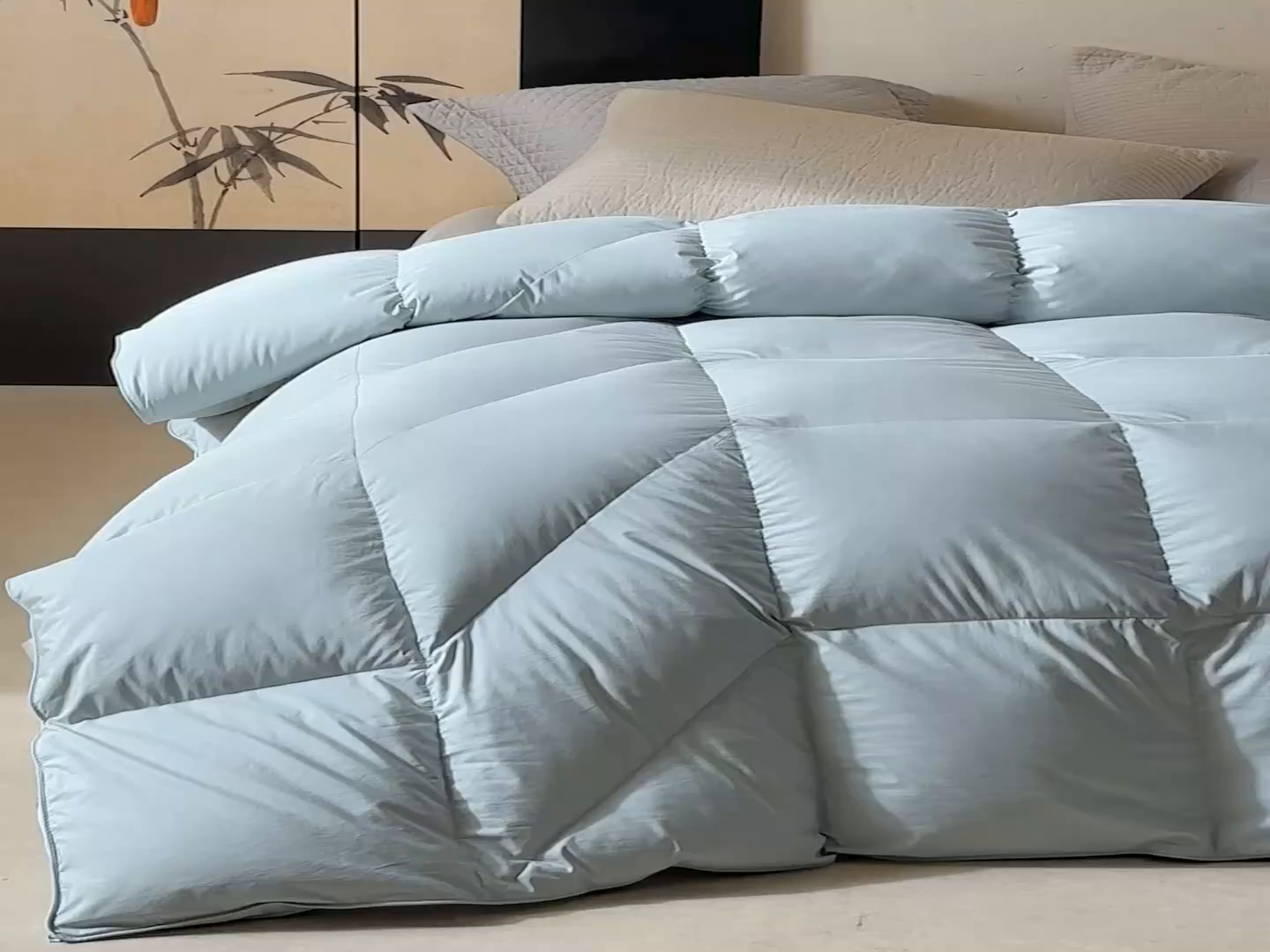 91家纺网 家纺一手货源 找家纺 暖羽屋羽绒馆 2025新款纯色95白鹅绒芯 人体工学鹅绒被子双人加厚2米冬被 春秋被被子被芯 人体工程学被-兰