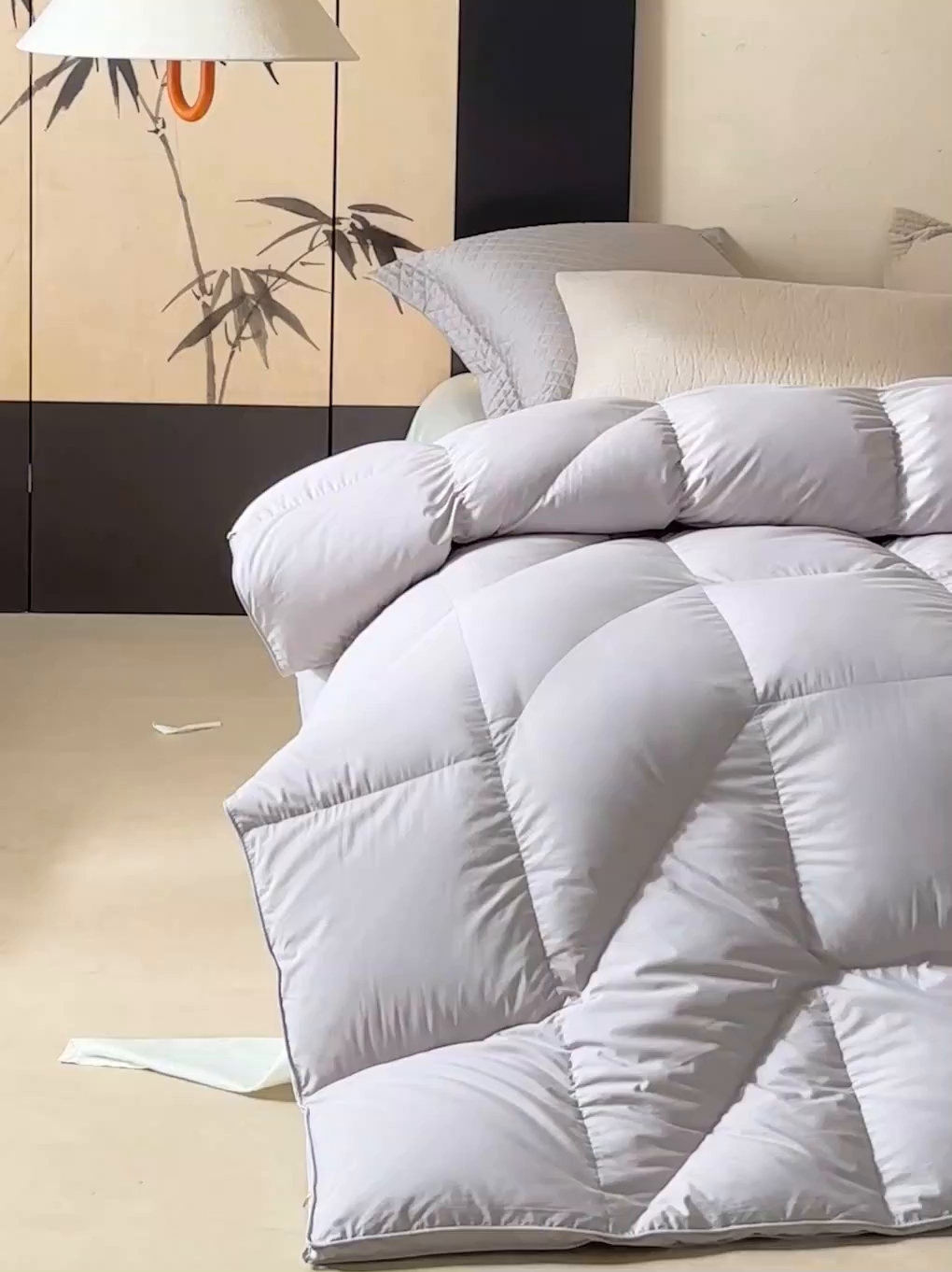 91家纺网 家纺一手货源 找家纺 暖羽屋羽绒馆 2025新款纯色95白鹅绒芯 人体工学鹅绒被子双人加厚2米冬被 春秋被被子被芯 人体工程学被-灰