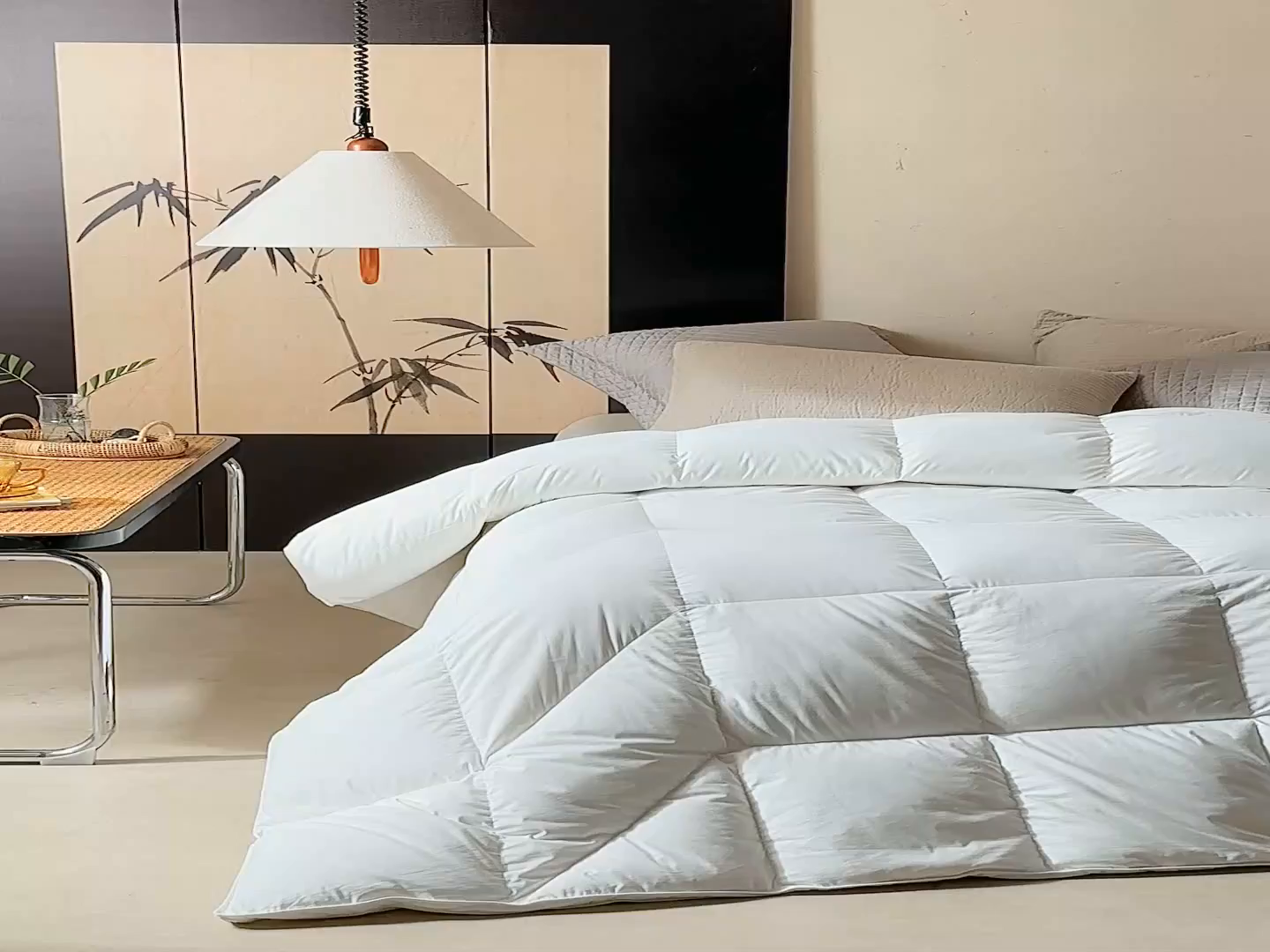 91家纺网 家纺一手货源 找家纺 暖羽屋羽绒馆 2025新款纯色95白鹅绒芯 人体工学鹅绒被子双人加厚2米冬被 春秋被被子被芯 人体工程学被-白