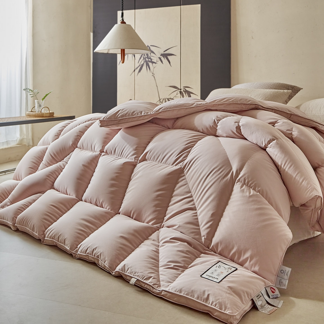 91家纺网 家纺一手货源 找家纺 暖羽屋羽绒馆 2025新款纯色95白鹅绒芯 人体工学鹅绒被子双人加厚2米冬被 春秋被被子被芯 人体工程学被-玉