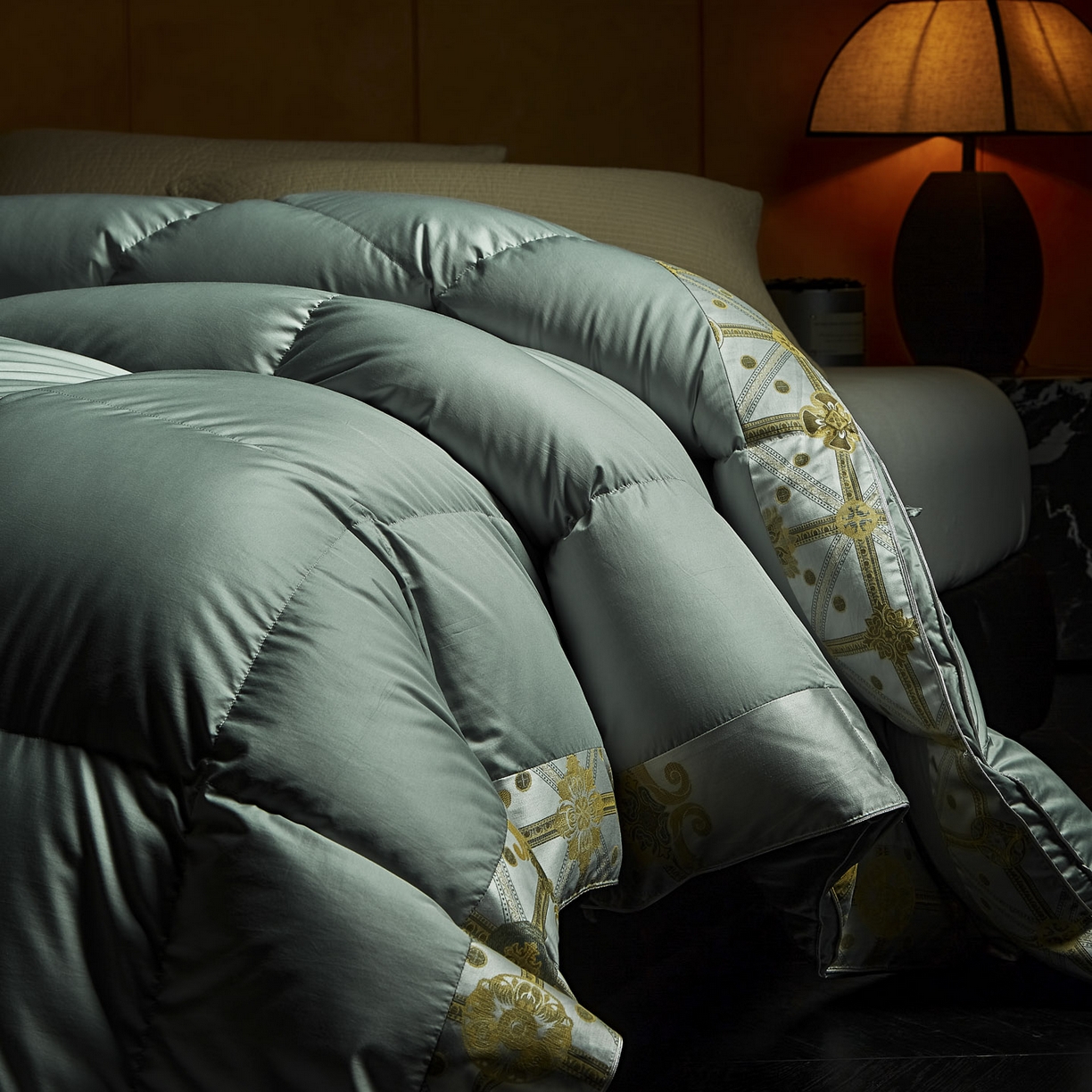 91家纺网 家纺一手货源 找家纺 暖羽屋羽绒馆 2025新款莱赛尔 95白鸭绒被芯 鸭绒被子 婚庆双人被 绣花羽绒被 冬被被子被芯 罗玛 蓝