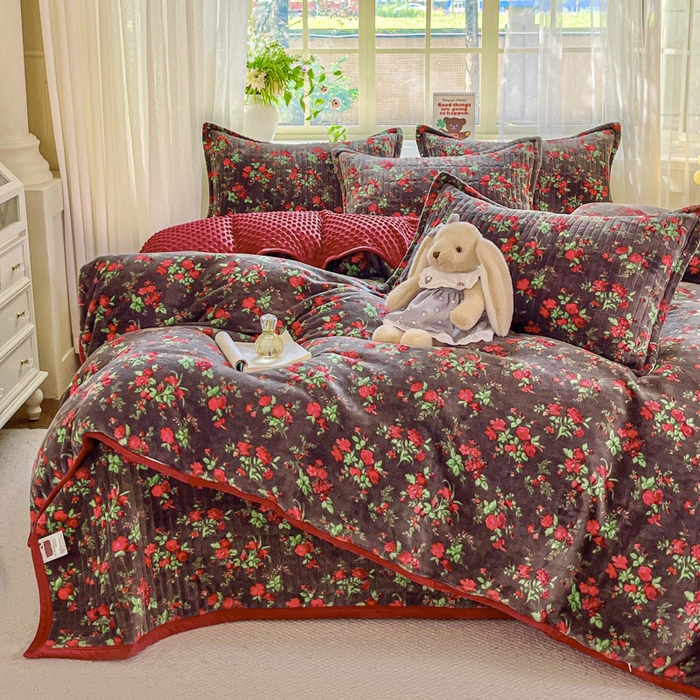 91家纺网 家纺一手货源 找家纺 （总）尚美 2025新款豆豆绒高克重床盖被套四件套