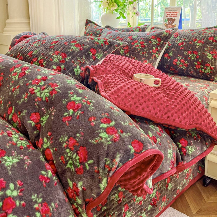 91家纺网 家纺一手货源 找家纺 （总）尚美 2025新款豆豆绒高克重床盖被套四件套