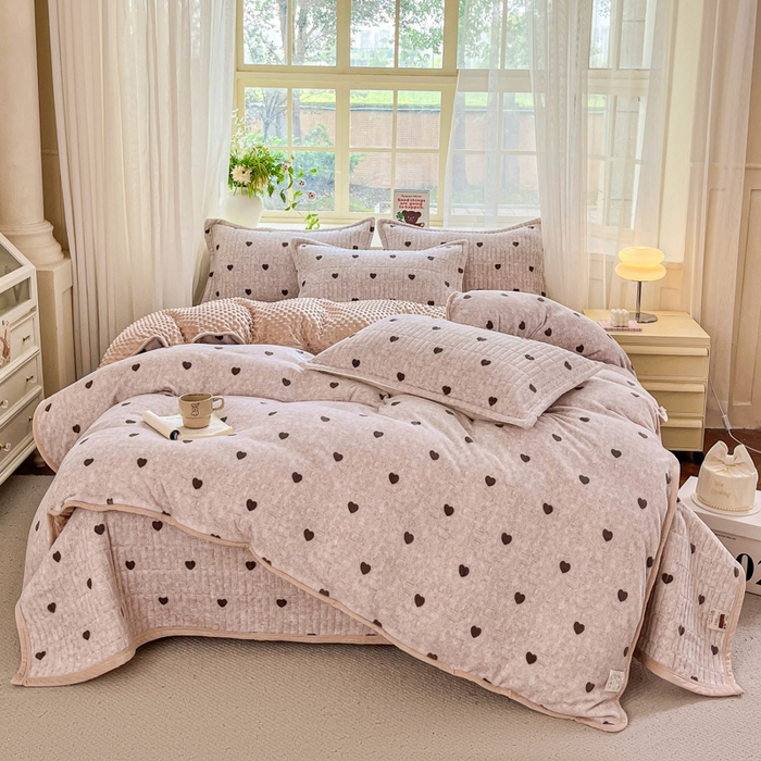 91家纺网 家纺一手货源 找家纺 （总）尚美 2025新款豆豆绒高克重床盖被套四件套