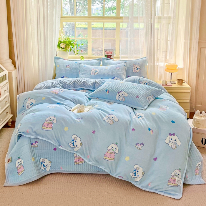 91家纺网 家纺一手货源 找家纺 （总）尚美 2025新款豆豆绒高克重床盖被套四件套