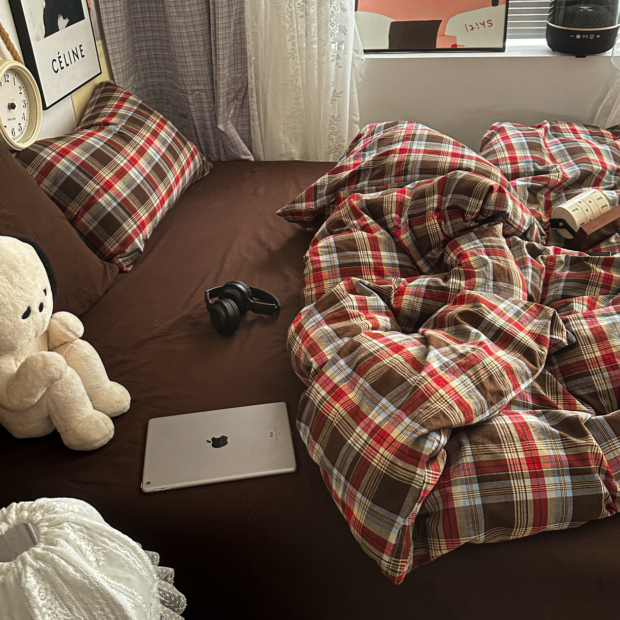 91家纺网 家纺一手货源 找家纺 （总）对白 2025新款全棉色织水洗棉四件套-伯爵红茶-咖（提供买家秀）