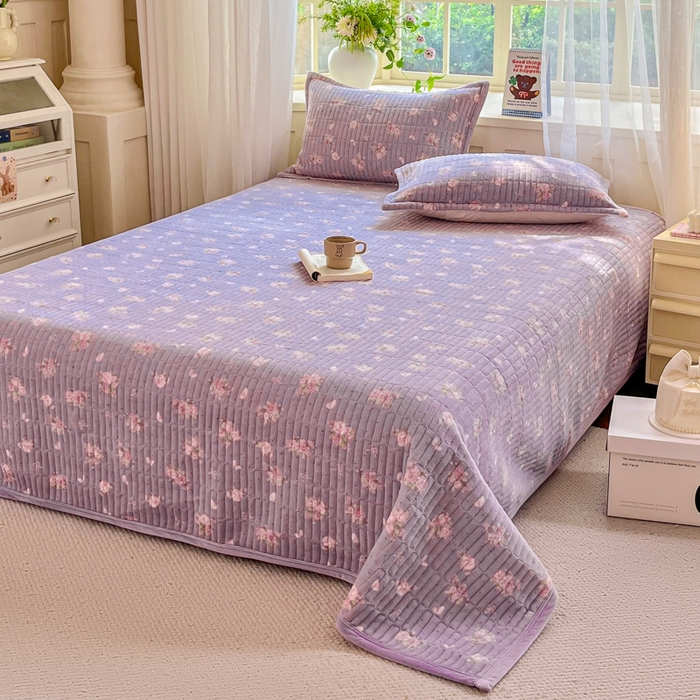 91家纺网 家纺一手货源 找家纺 尚美 2025新款豆豆绒高克重床盖被套四件套 花梦