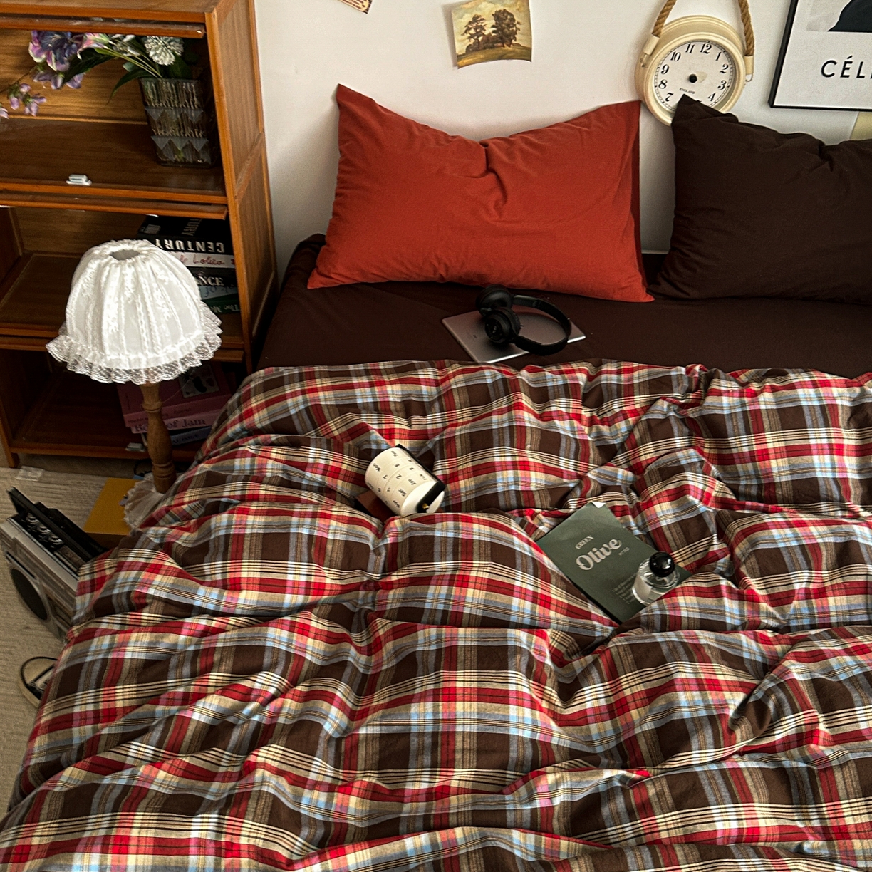 91家纺网 家纺一手货源 找家纺 对白 2025新款全棉色织水洗棉四件套-伯爵红茶-咖 伯爵红茶-咖-枕套姜黄+海王绿